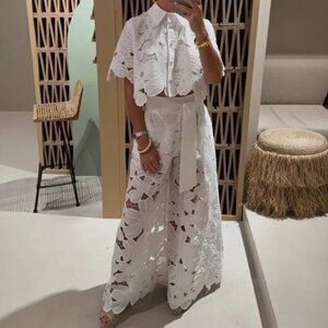 White Cutout Top & Pant Set